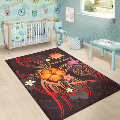 Nauru Polynesian Personalised Area Rug - Legend of Nauru (Red)