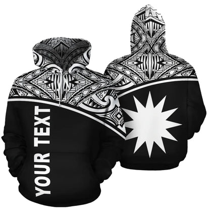 Nauru Polynesian Personalised Custom Hoodie - Black Curve