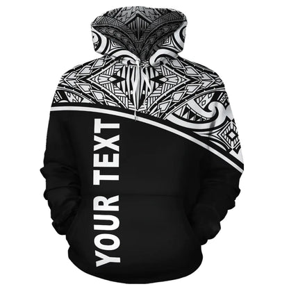 Nauru Polynesian Personalised Custom Hoodie - Black Curve