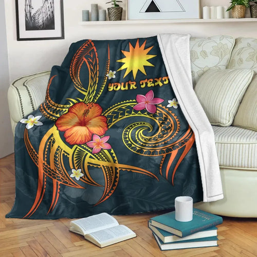 Nauru Polynesian Personalised Premium Blanket - Legend of Nauru (Blue)