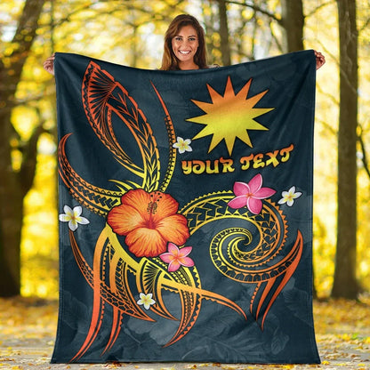 Nauru Polynesian Personalised Premium Blanket - Legend of Nauru (Blue)