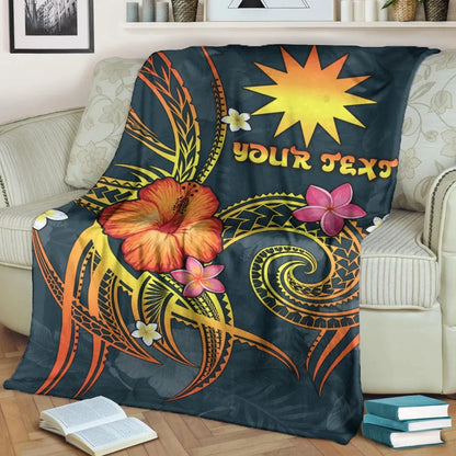 Nauru Polynesian Personalised Premium Blanket - Legend of Nauru (Blue)