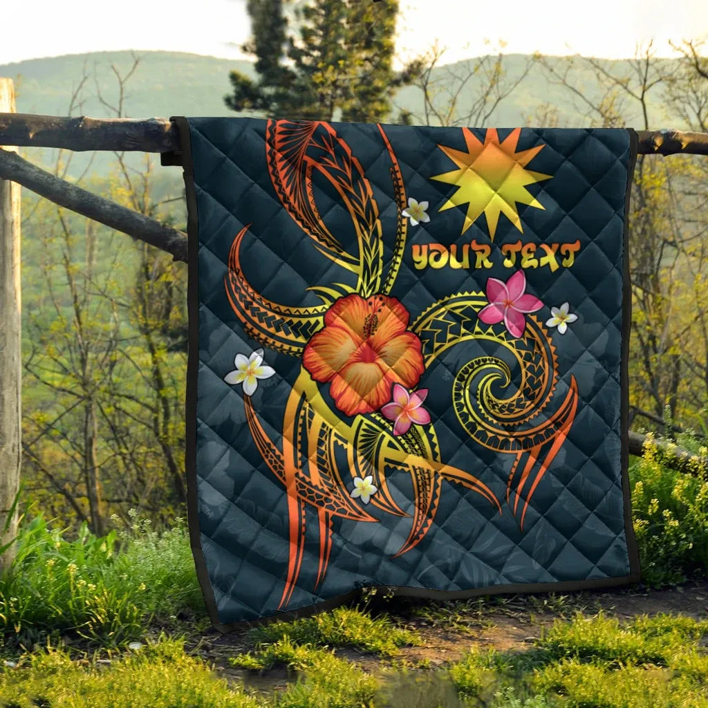 Nauru Polynesian Personalised Premium Quilt - Legend of Nauru (Blue)