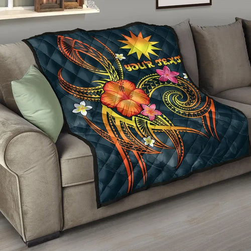 Nauru Polynesian Personalised Premium Quilt - Legend of Nauru (Blue)
