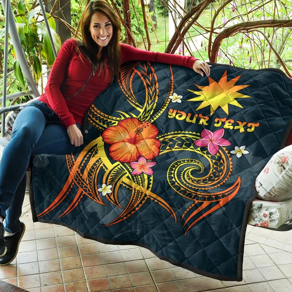 Nauru Polynesian Personalised Premium Quilt - Legend of Nauru (Blue)