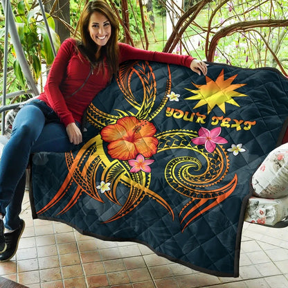 Nauru Polynesian Personalised Premium Quilt - Legend of Nauru (Blue)
