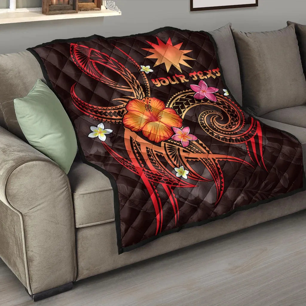 Nauru Polynesian Personalised Premium Quilt - Legend of Nauru (Red)