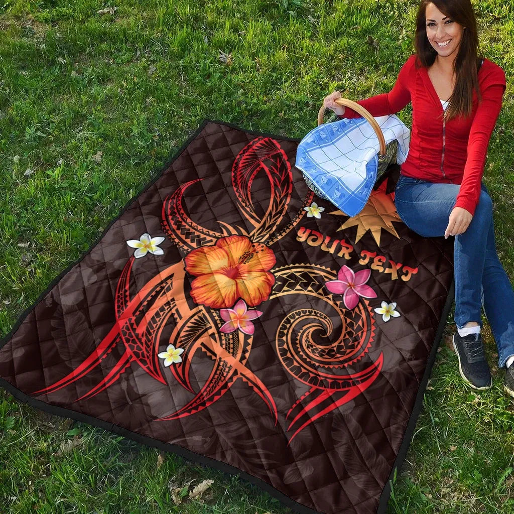 Nauru Polynesian Personalised Premium Quilt - Legend of Nauru (Red)