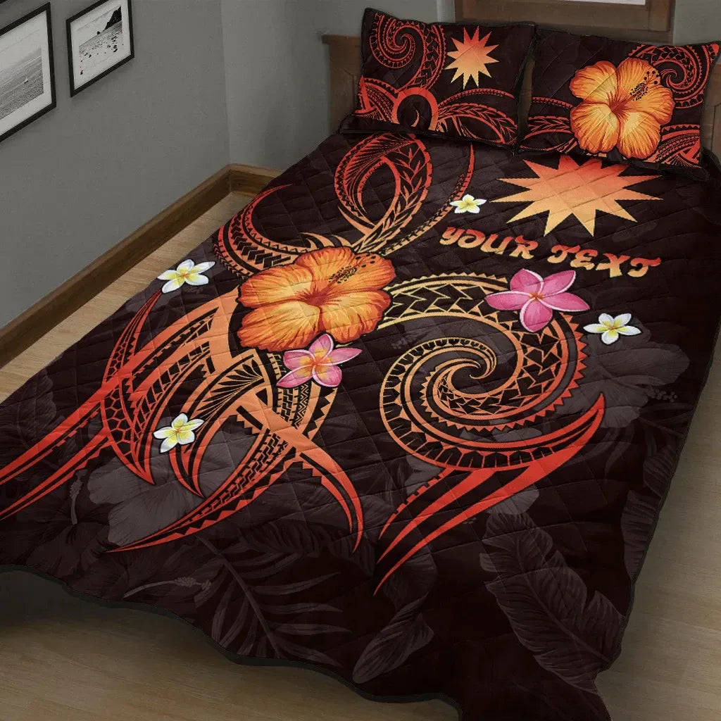 Nauru Polynesian Personalised Quilt Bed Set - Legend of Nauru (Red)