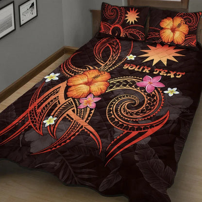 Nauru Polynesian Personalised Quilt Bed Set - Legend of Nauru (Red)