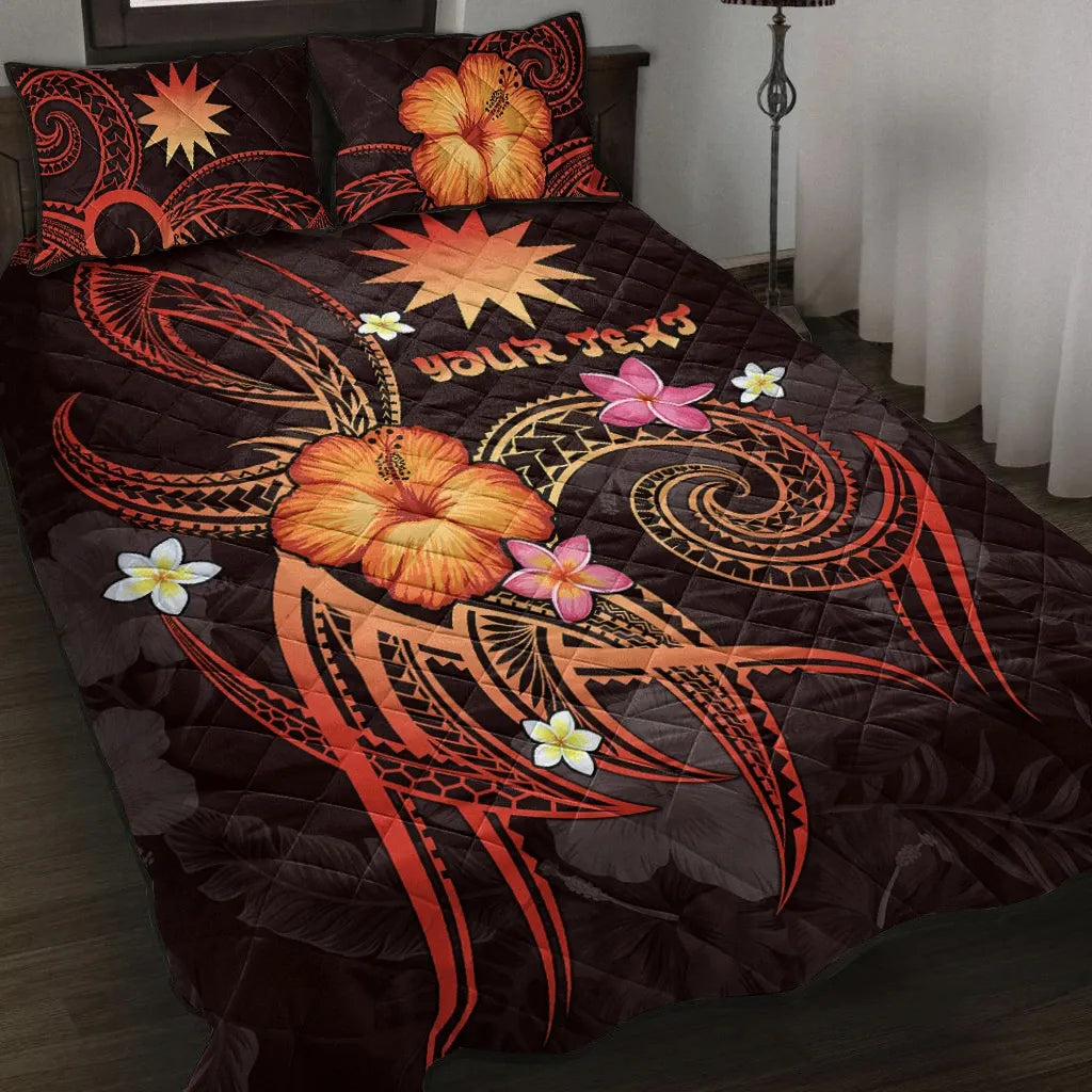 Nauru Polynesian Personalised Quilt Bed Set - Legend of Nauru (Red)