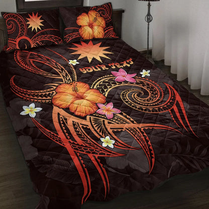 Nauru Polynesian Personalised Quilt Bed Set - Legend of Nauru (Red)