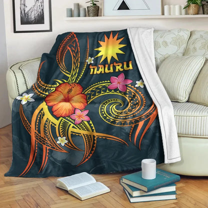 Nauru Polynesian Premium Blanket - Legend of Nauru (Blue)