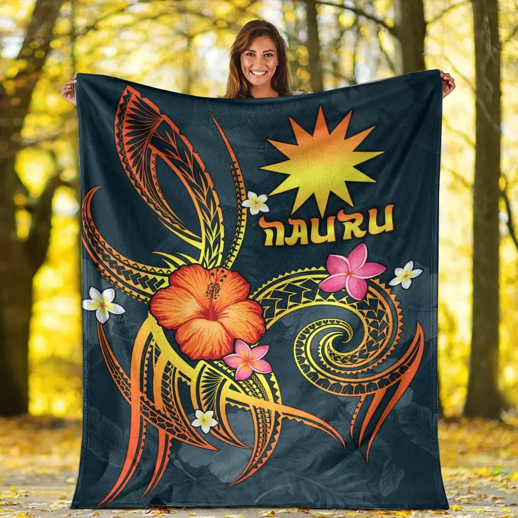 Nauru Polynesian Premium Blanket - Legend of Nauru (Blue)