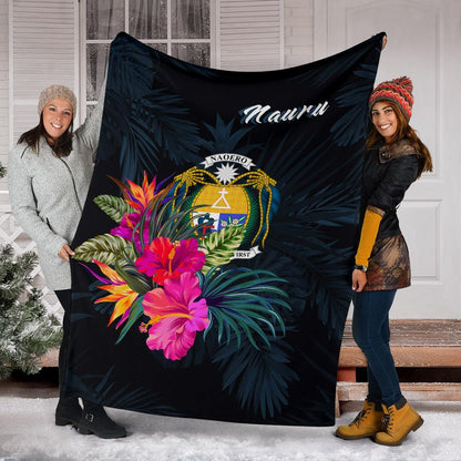 Nauru Polynesian Premium Blanket - Tropical Flower