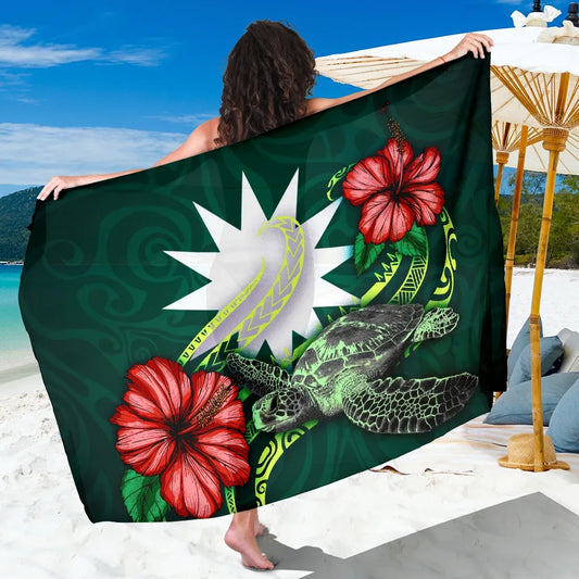 Nauru Polynesian Sarong - Green Turtle Hibiscus