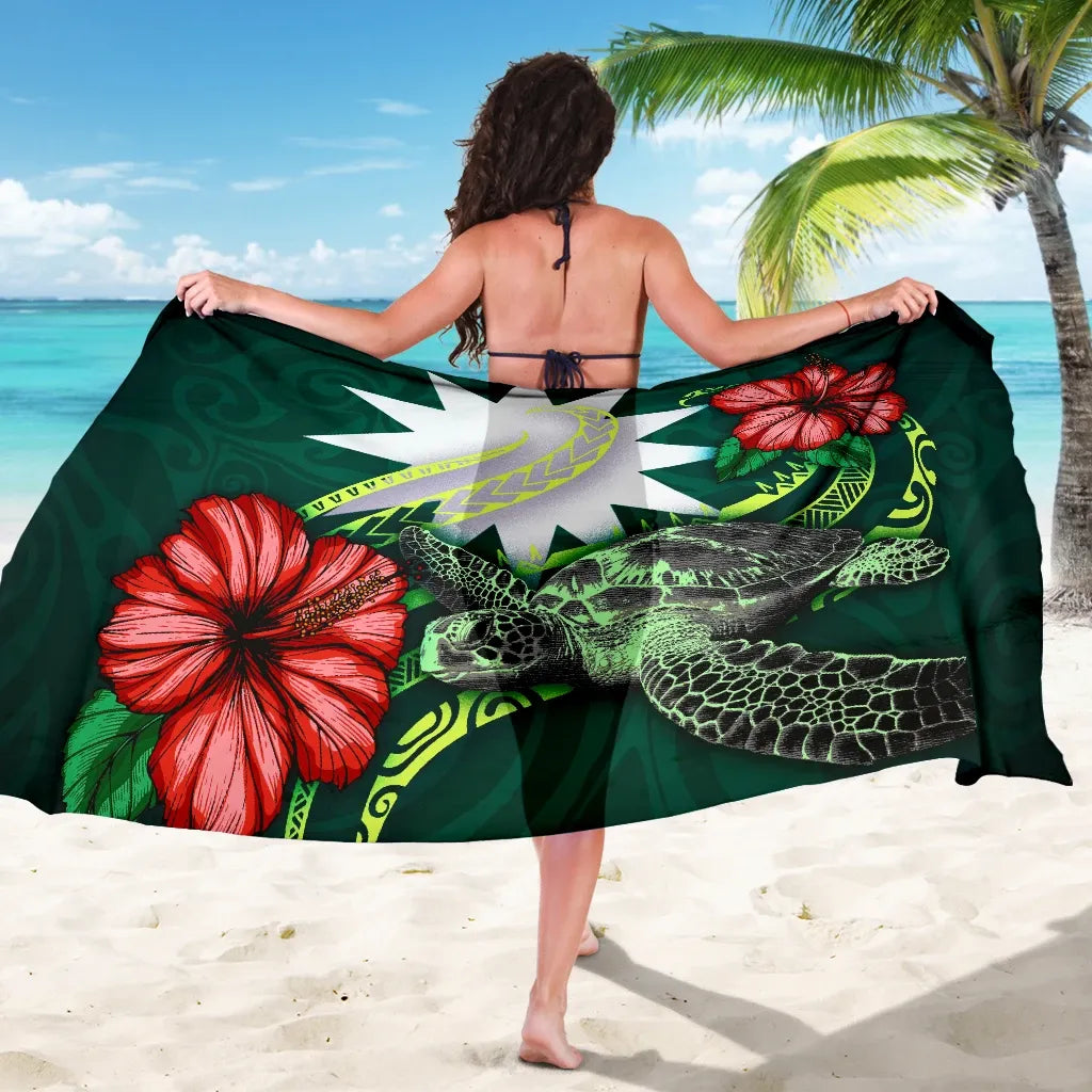 Nauru Polynesian Sarong - Green Turtle Hibiscus