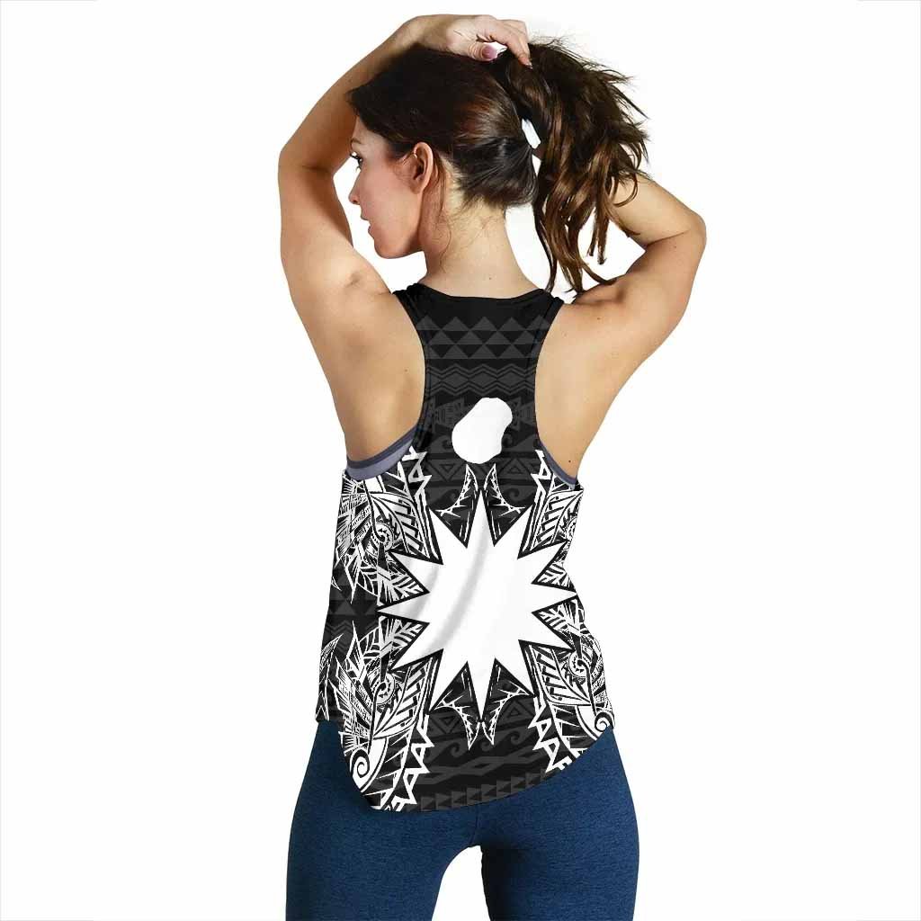 Nauru Polynesian Women Tank Top Map Black