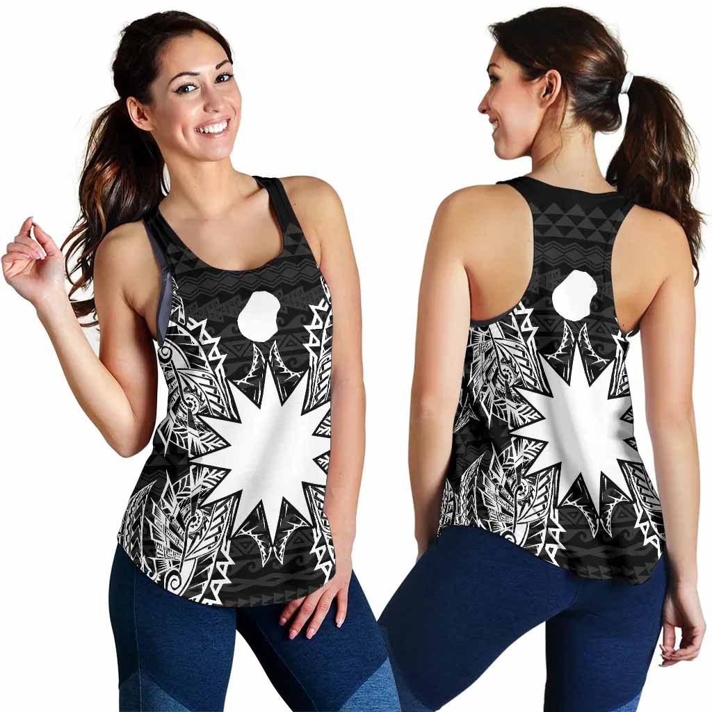 Nauru Polynesian Women Tank Top Map Black