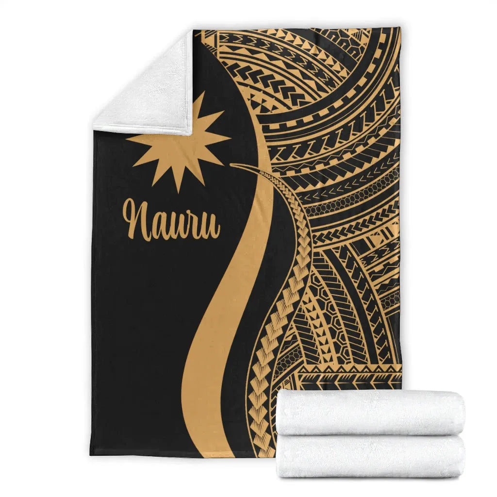 Nauru Premium Blanket - Gold Polynesian Tentacle Tribal Pattern