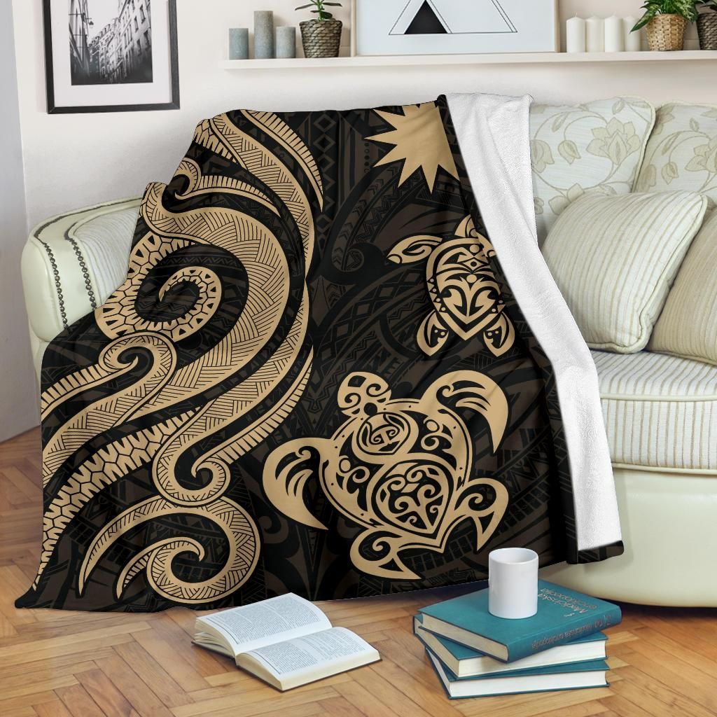 Nauru Premium Blanket - Gold Tentacle Turtle
