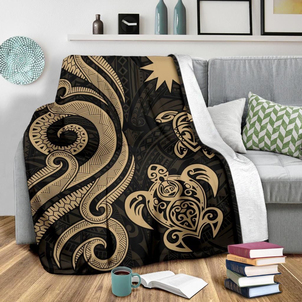 Nauru Premium Blanket - Gold Tentacle Turtle