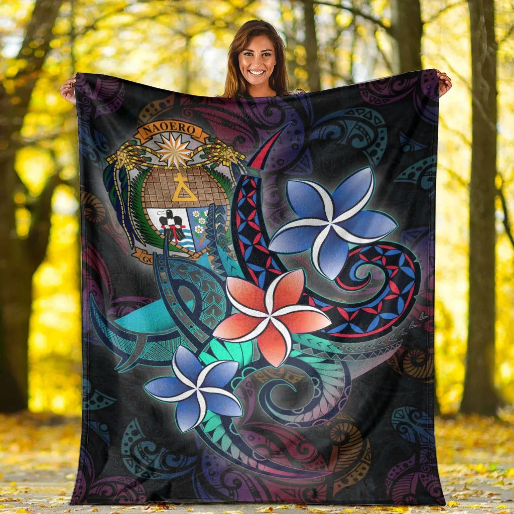 Nauru Premium Blanket - Plumeria Flowers Style