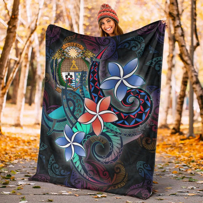 Nauru Premium Blanket - Plumeria Flowers Style