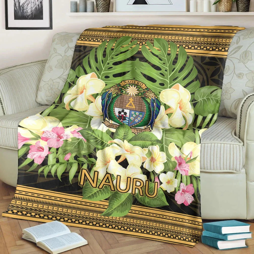 Nauru Premium Blanket - Polynesian Gold Patterns Collection