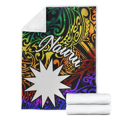 Nauru Premium Blanket - Rainbow Polynesian Pattern