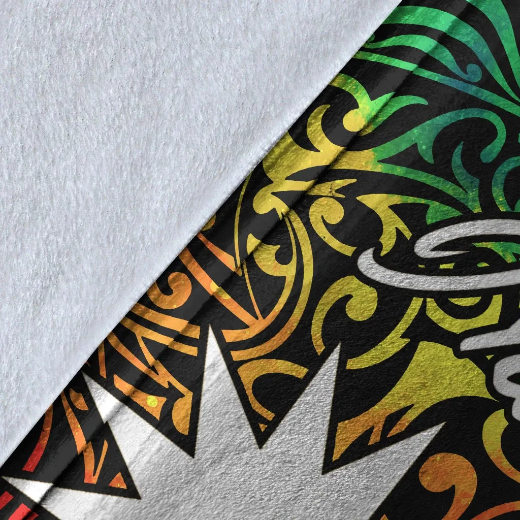 Nauru Premium Blanket - Rainbow Polynesian Pattern