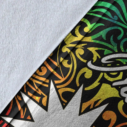 Nauru Premium Blanket - Rainbow Polynesian Pattern