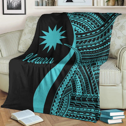 Nauru Premium Blanket - Turquoise Polynesian Tentacle Tribal Pattern