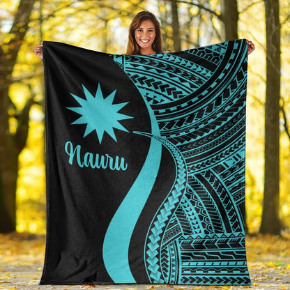 Nauru Premium Blanket - Turquoise Polynesian Tentacle Tribal Pattern