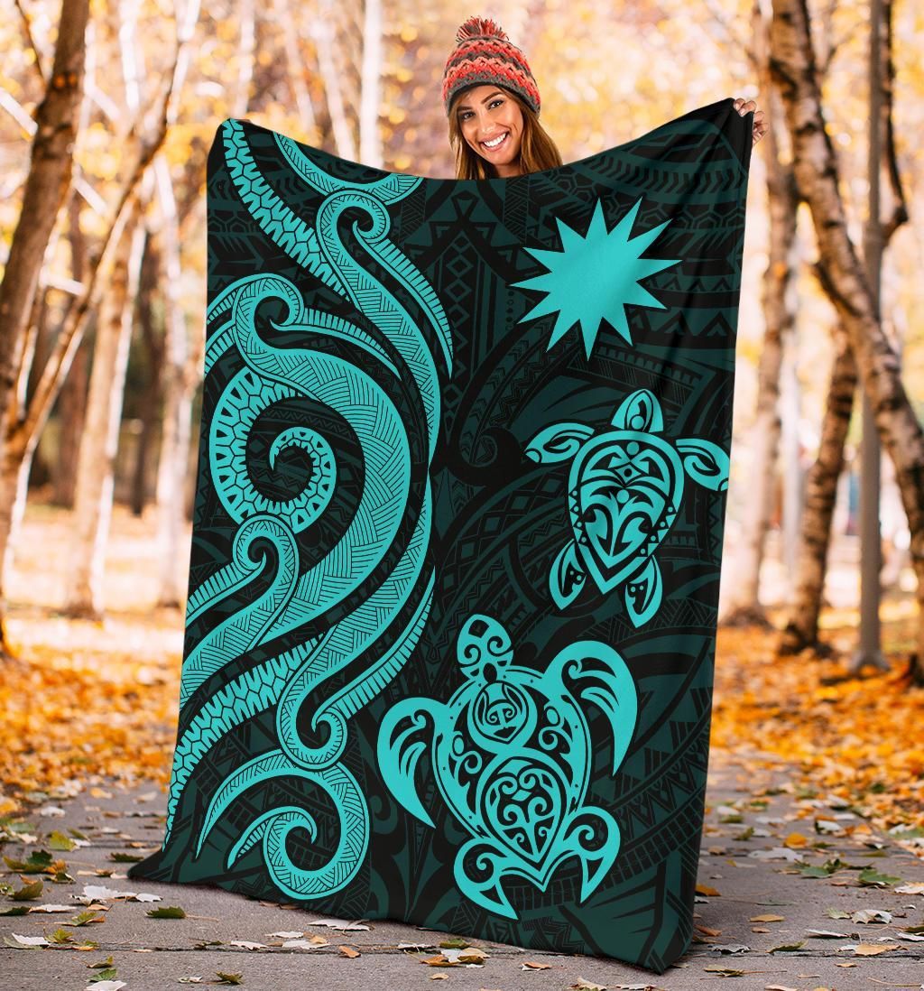 Nauru Premium Blanket - Turquoise Tentacle Turtle