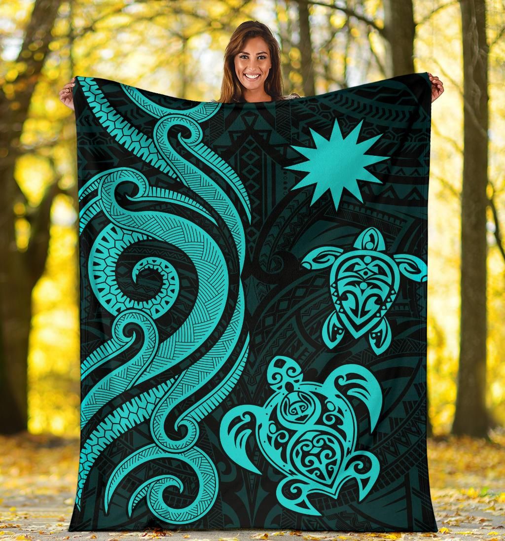 Nauru Premium Blanket - Turquoise Tentacle Turtle