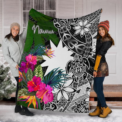 Nauru Premium Blanket - Turtle Plumeria Banana Leaf