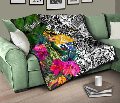 Nauru Premium Quilt - Turtle Plumeria Banana Leaf Crest