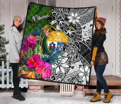 Nauru Premium Quilt - Turtle Plumeria Banana Leaf Crest