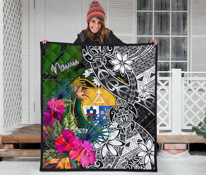 Nauru Premium Quilt - Turtle Plumeria Banana Leaf Crest