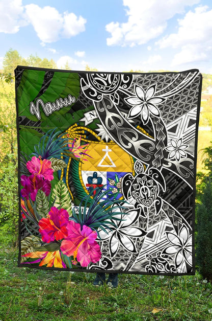 Nauru Premium Quilt - Turtle Plumeria Banana Leaf Crest