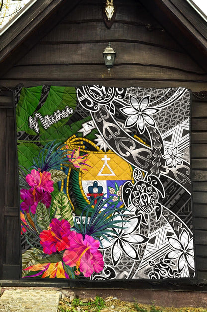 Nauru Premium Quilt - Turtle Plumeria Banana Leaf Crest