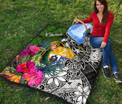 Nauru Premium Quilt - Turtle Plumeria Banana Leaf Crest