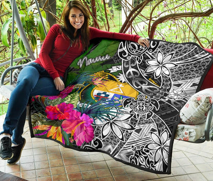 Nauru Premium Quilt - Turtle Plumeria Banana Leaf Crest
