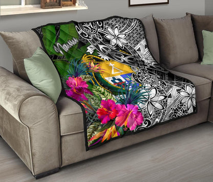 Nauru Premium Quilt - Turtle Plumeria Banana Leaf Crest