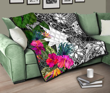 Nauru Premium Quilt - Turtle Plumeria Banana Leaf