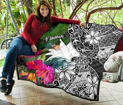 Nauru Premium Quilt - Turtle Plumeria Banana Leaf