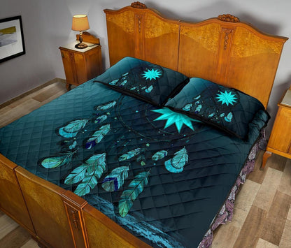 Nauru Polynesian Quilt Bed Set Dreamcatcher Blue