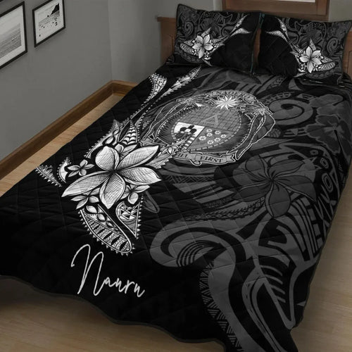 Nauru Quilt Bed Set - Fish With Plumeria Flowers Style