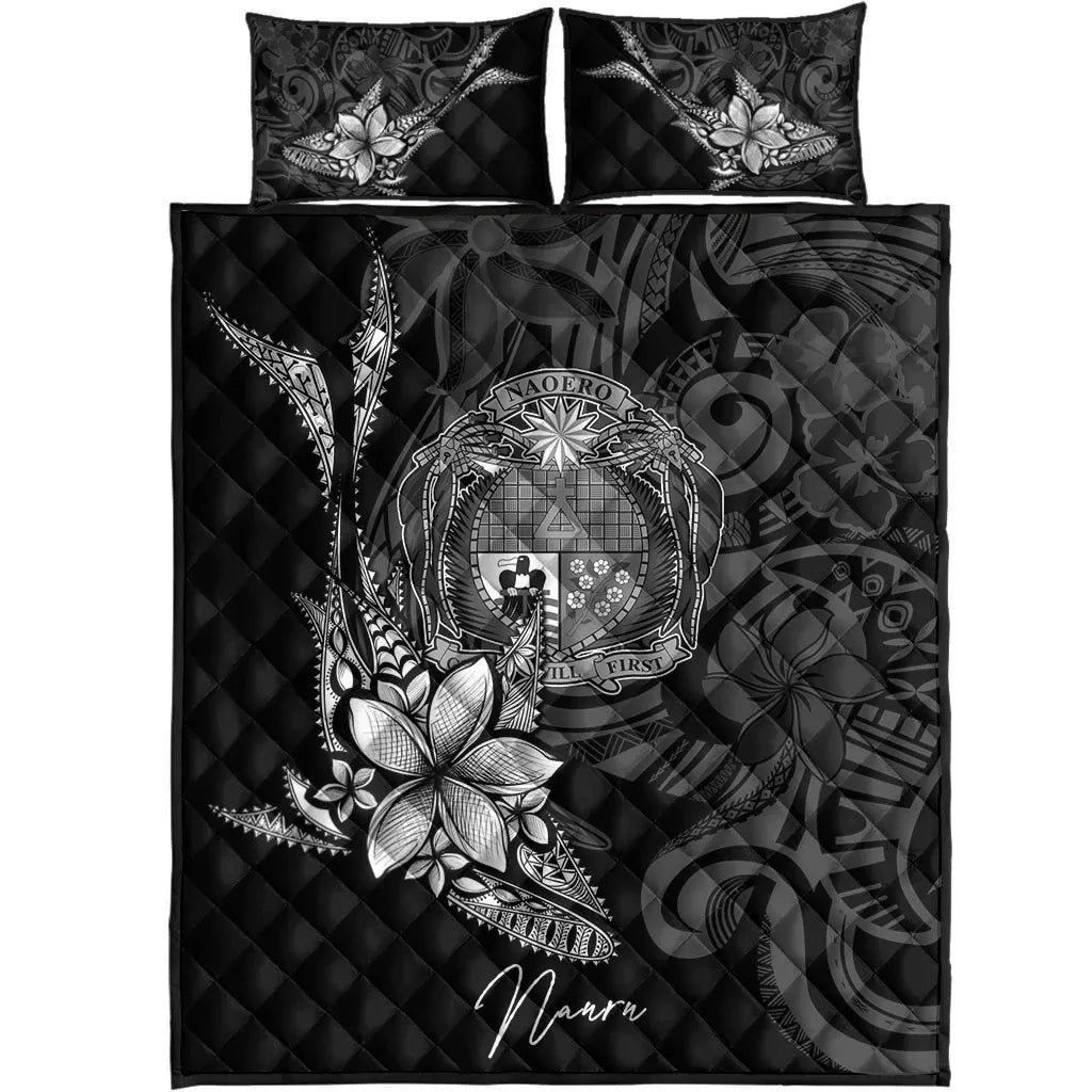 Nauru Quilt Bed Set - Fish With Plumeria Flowers Style